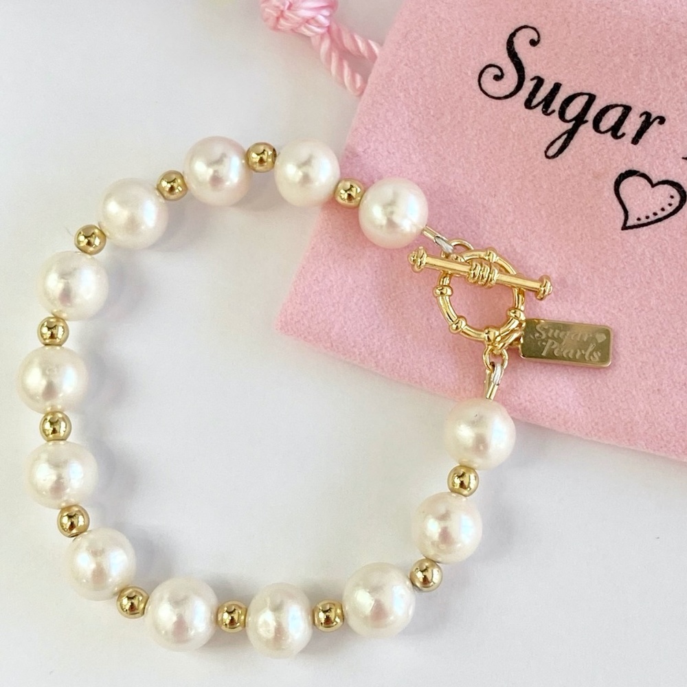 Freshwater Pearl & 14K Gold Toggle Bracelet